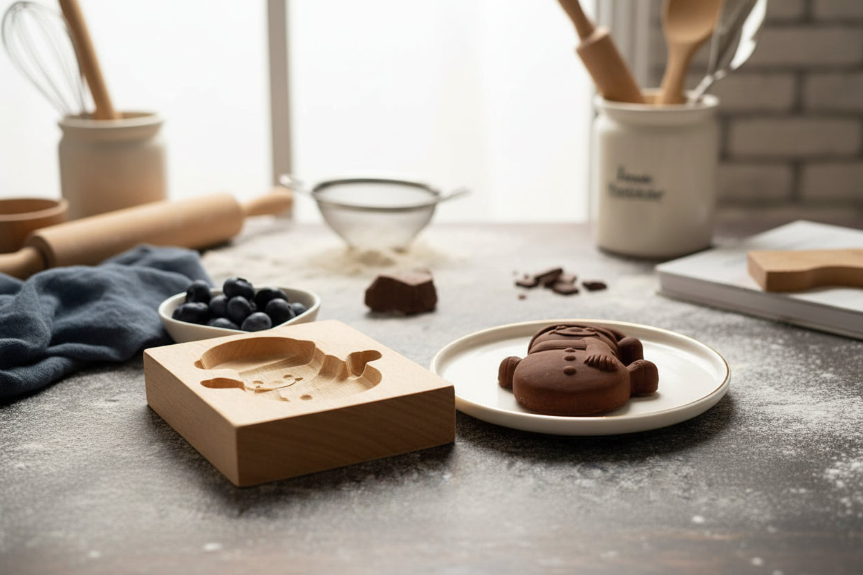 emporte piece noel en bois biscuit bonhomme de neige