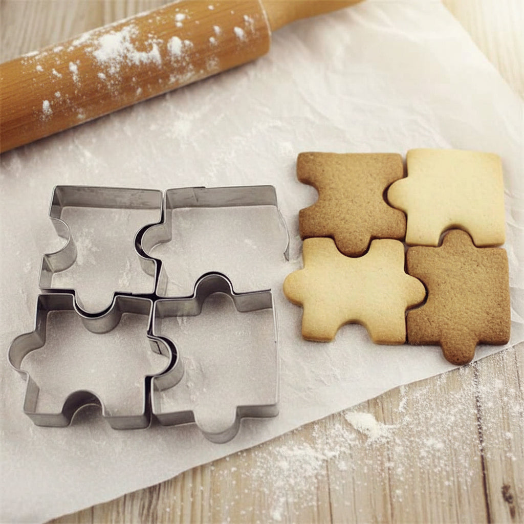 emporte piece acier inox puzzle biscuit