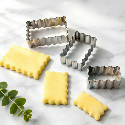 emporte piece biscuit rectangle onduler 3 grandeur en acier