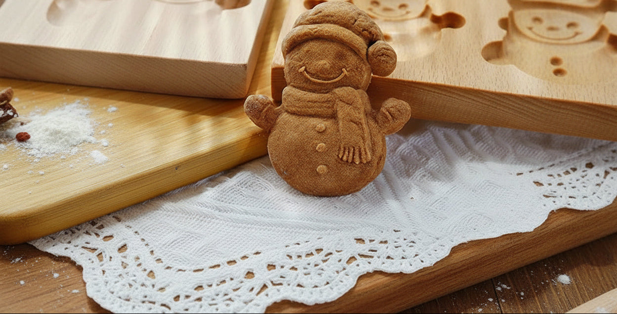 emporte piece noel en bois forme bonhomme de neige