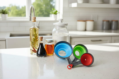 entoinnoir cuisine en silicone pliable pour ingredient sec ou liquide