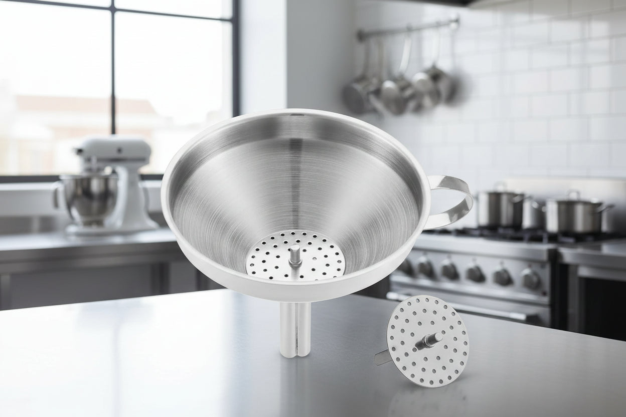 entonnoir avec filtre en inox pour cuisine