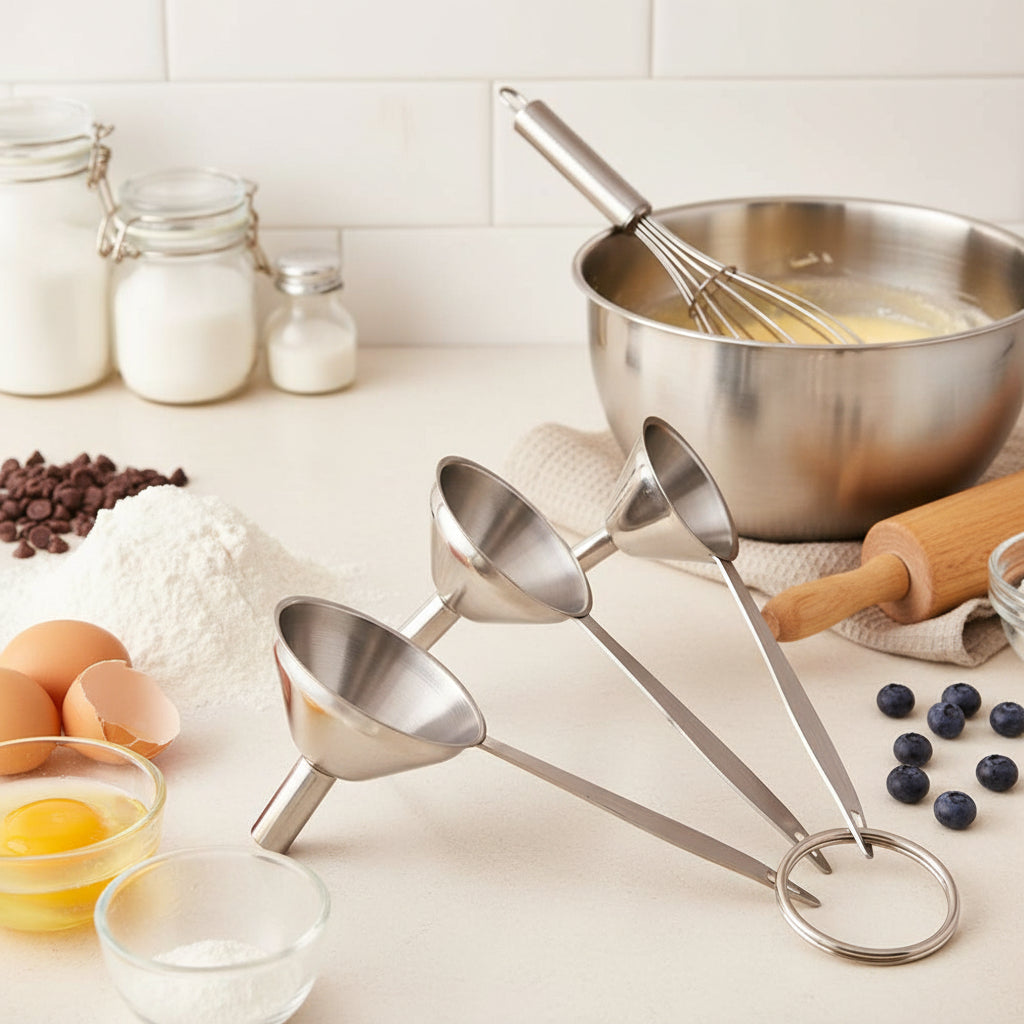 entonnoir en inox 3 grandeur avec anneau détachable