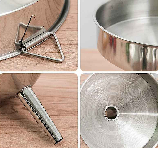 entonnoir en inox large avec bec étroit