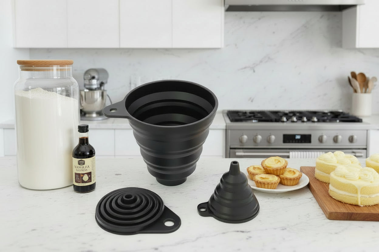 entonnoir silicone pliable de différent format pour la cuisine