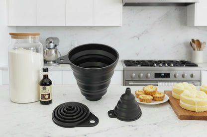 entonnoir silicone pliable de différent format pour la cuisine