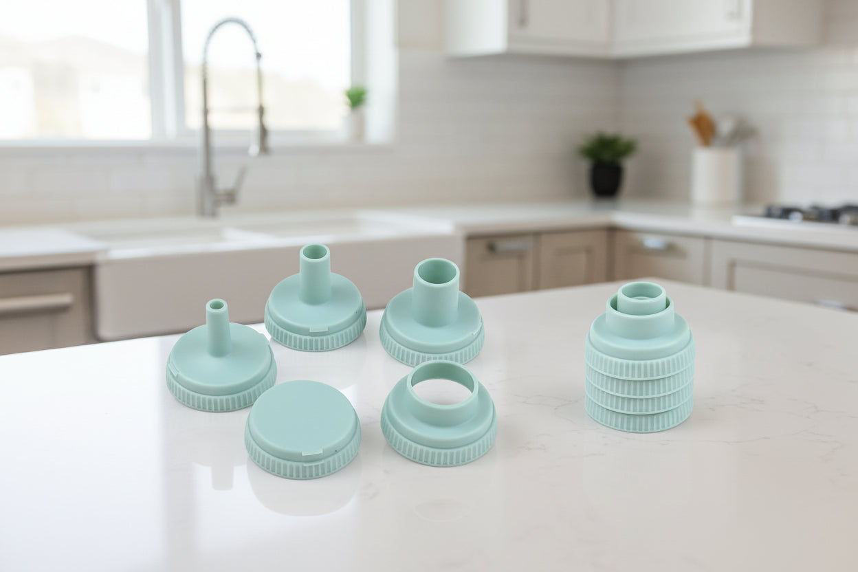 entonnoir en plastique de 5 embouts empilable pour rangement facile