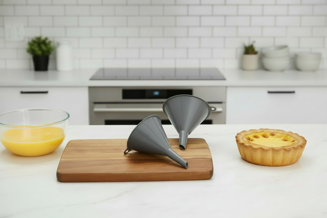 entonnoir en plastique pour preparation a base d'oeufs