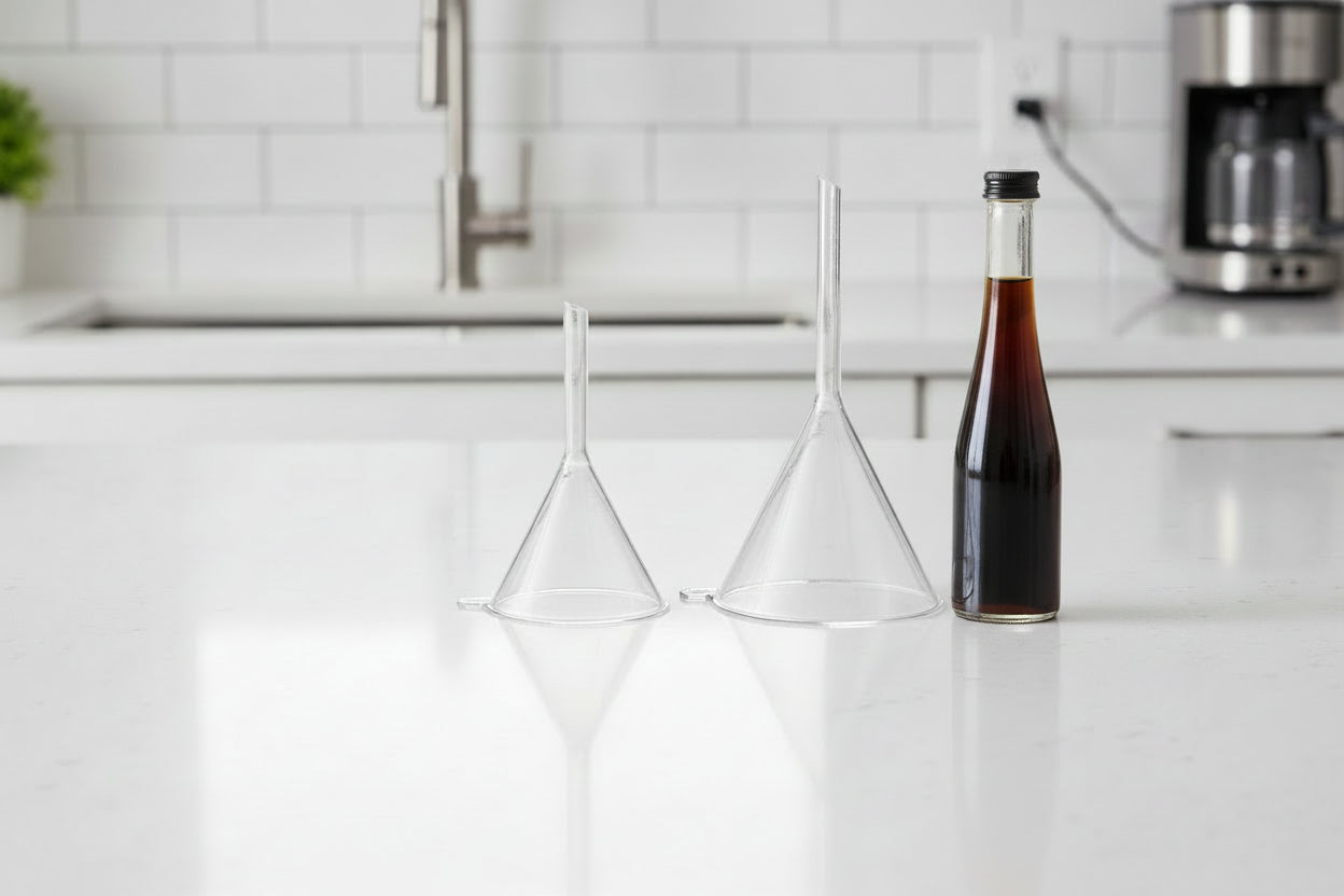 entonnoir en verre pour extrait de vanille