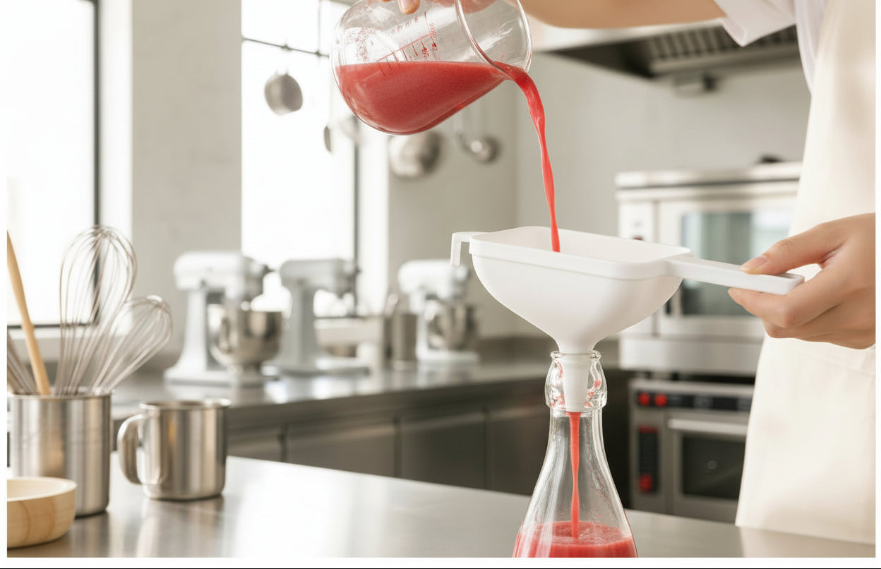 entonnoir large ouverture pour transvaser coulis de fruits