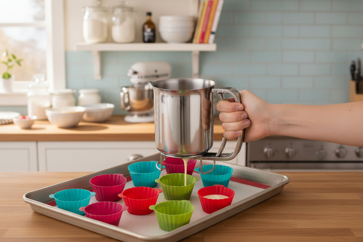 entonnoir piston en acier inox pour cupcake