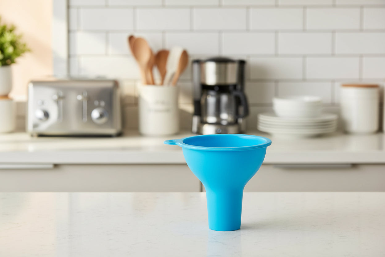 entonnoir silicone bleu