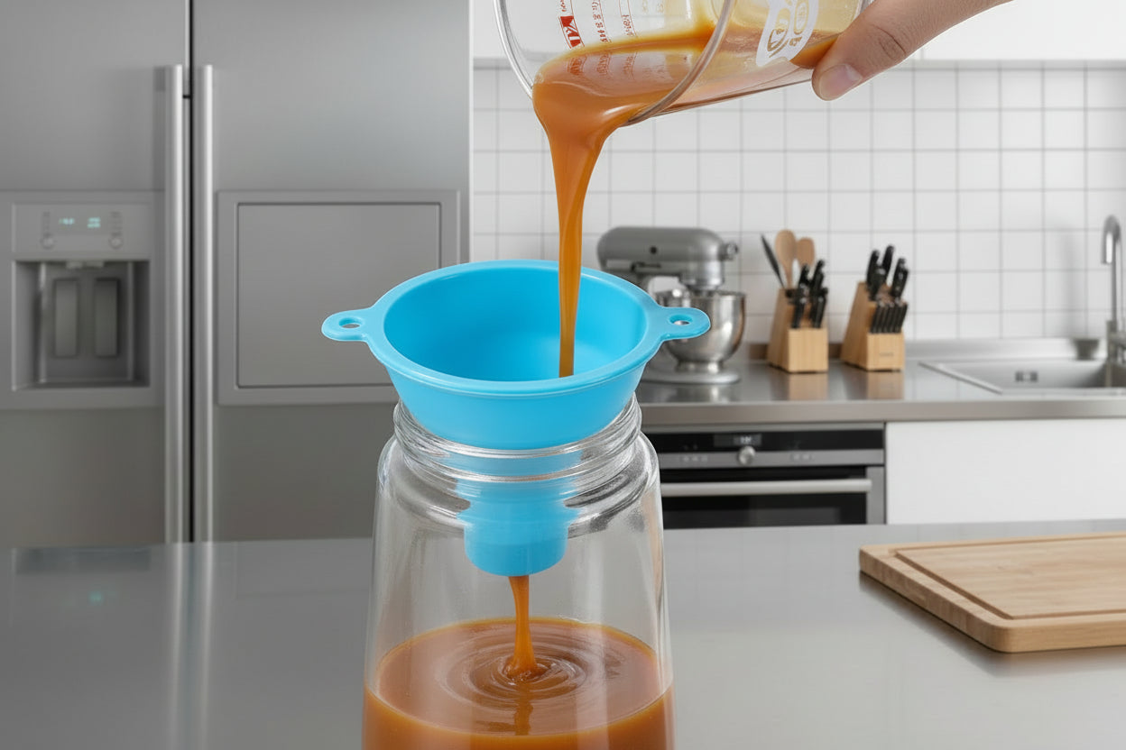 entonnoir silicone flexible pour liquide épais