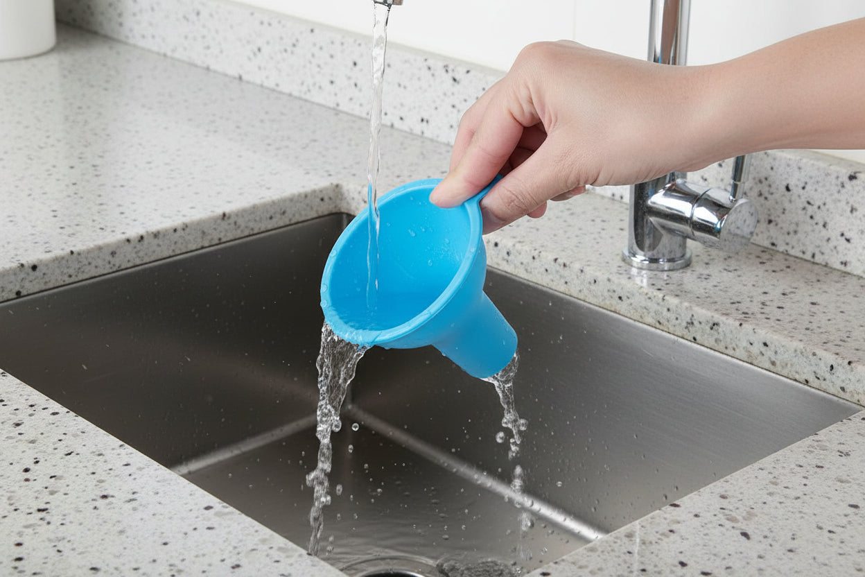 entonnoir silicone lavable a leau chaude