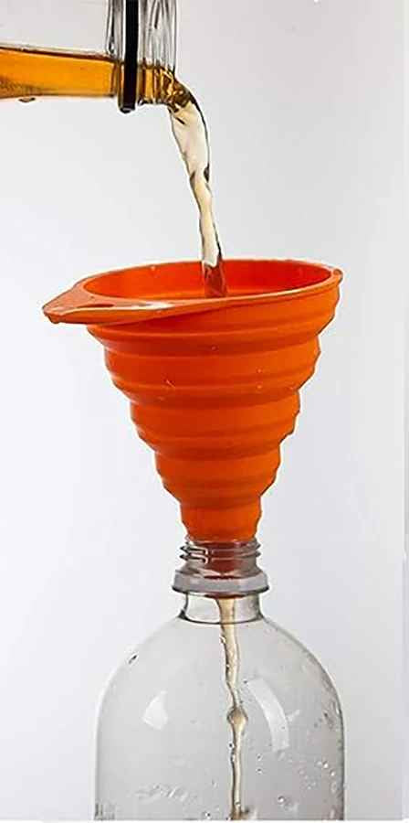 entonoir silicone pliable de couleur rouge-orange