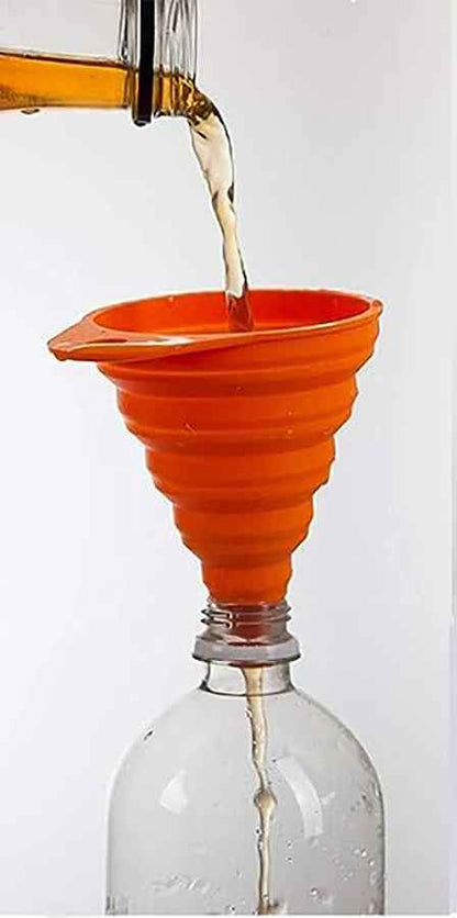 entonoir silicone pliable de couleur rouge-orange