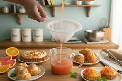 passoire avec poignée pour filtrer jus de fruits frais