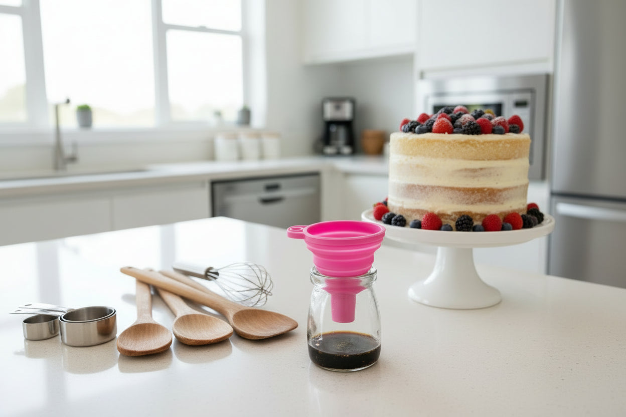 petit entonnoir silicone pliable couleur rose