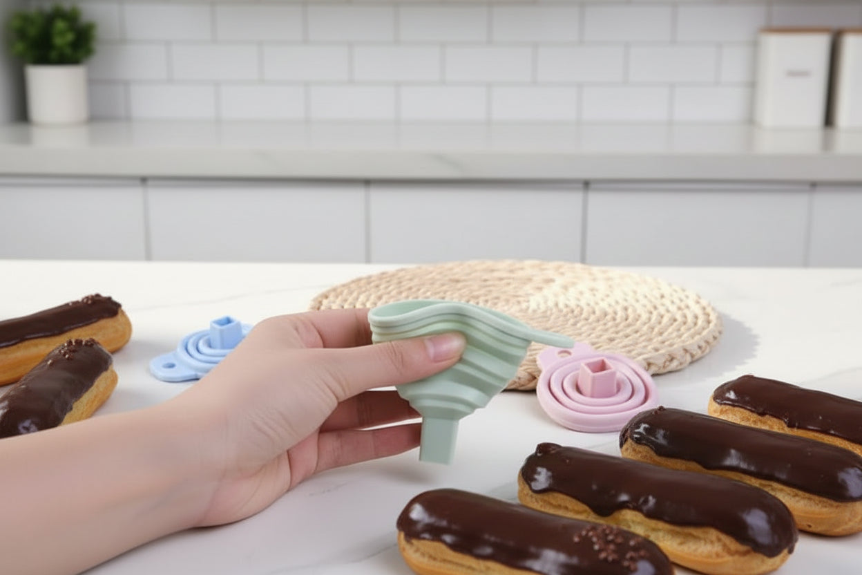 petit entonnoir silicone pliable 3 couleurs