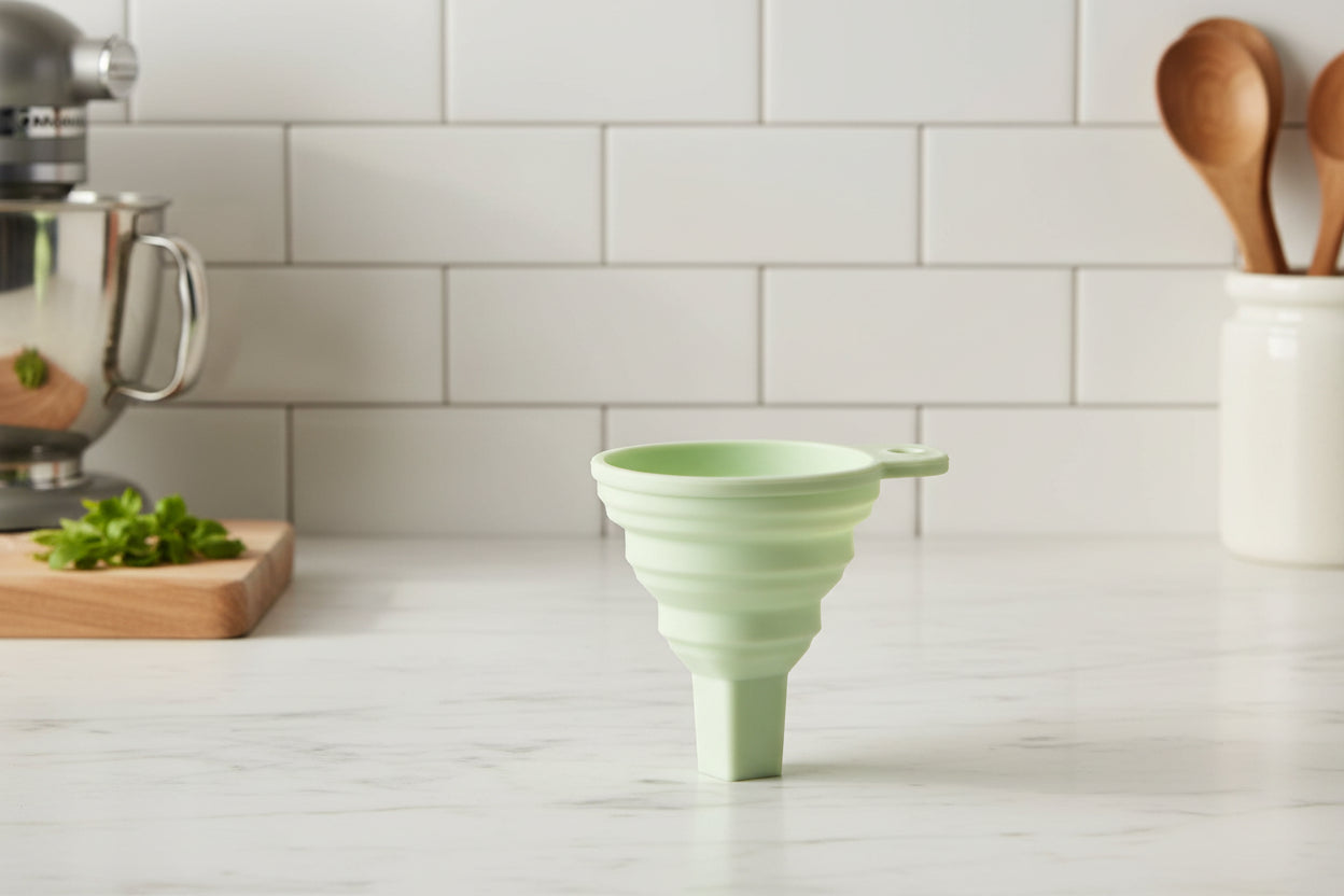 petit entonnoir silicone pliable vert