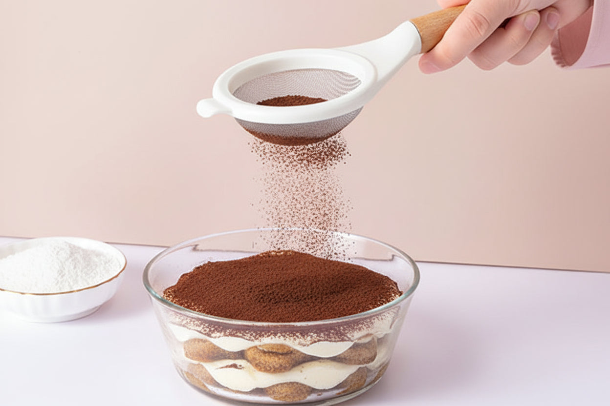 tamis avec poignée en bois pour cacao