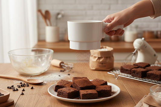 tamis cuisine electrique pour saupoudrer cacao moulu sur patisserie