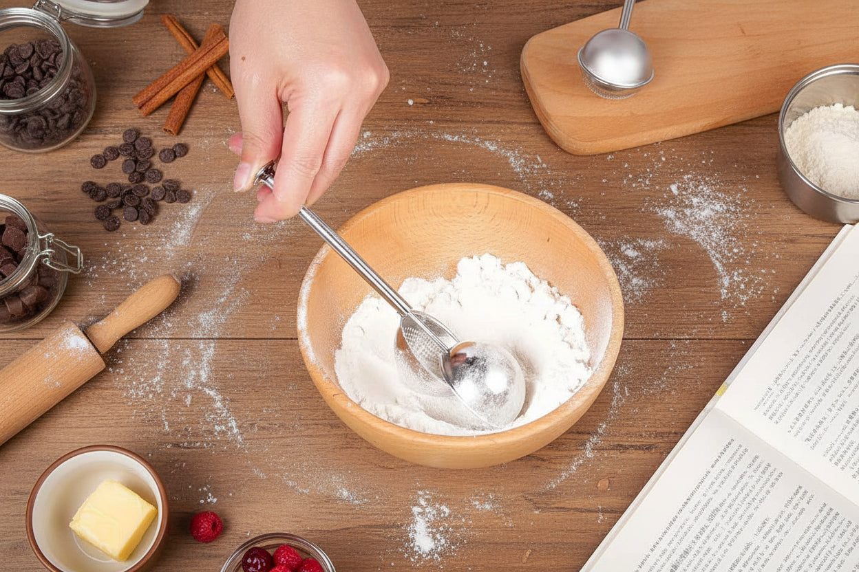 tamis de cuisine pour saupoudrer farine d'amande sur financier et macarons