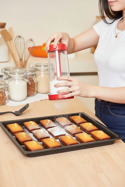 tamis pour cuisine avec poignée rotative pour saupoudrer sucre a glacer sur patisserie