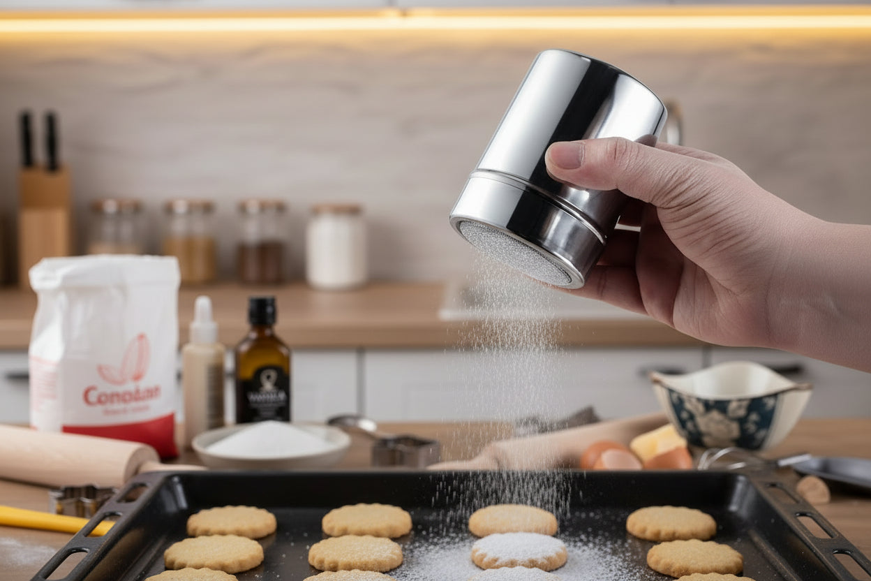 tamis pour cuisine en bouteille pour saupoudrer biscuits maison