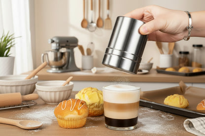 tamis pour cuisine en bouteille pour saupoudrer café gourmet artistique