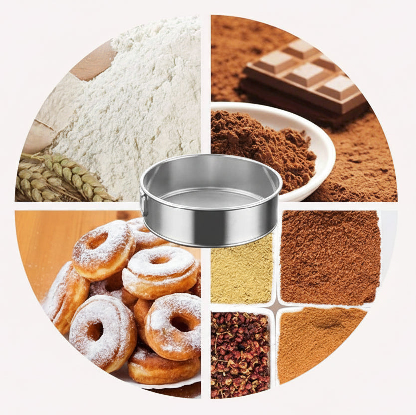 tamis pour epices, sucre, farine et cacao
